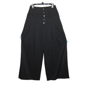 Halara Black High Waist Decorative Button Wide Leg Side Pocket Pull On Pants L